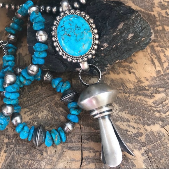 Dan Dodson blossom and chunky high grade turquoise link by Maynard Garcia